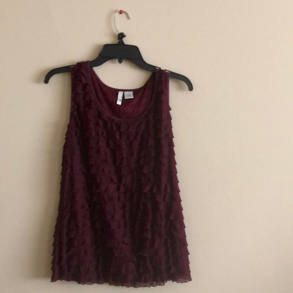 Frilly Burgundy Tank Shell